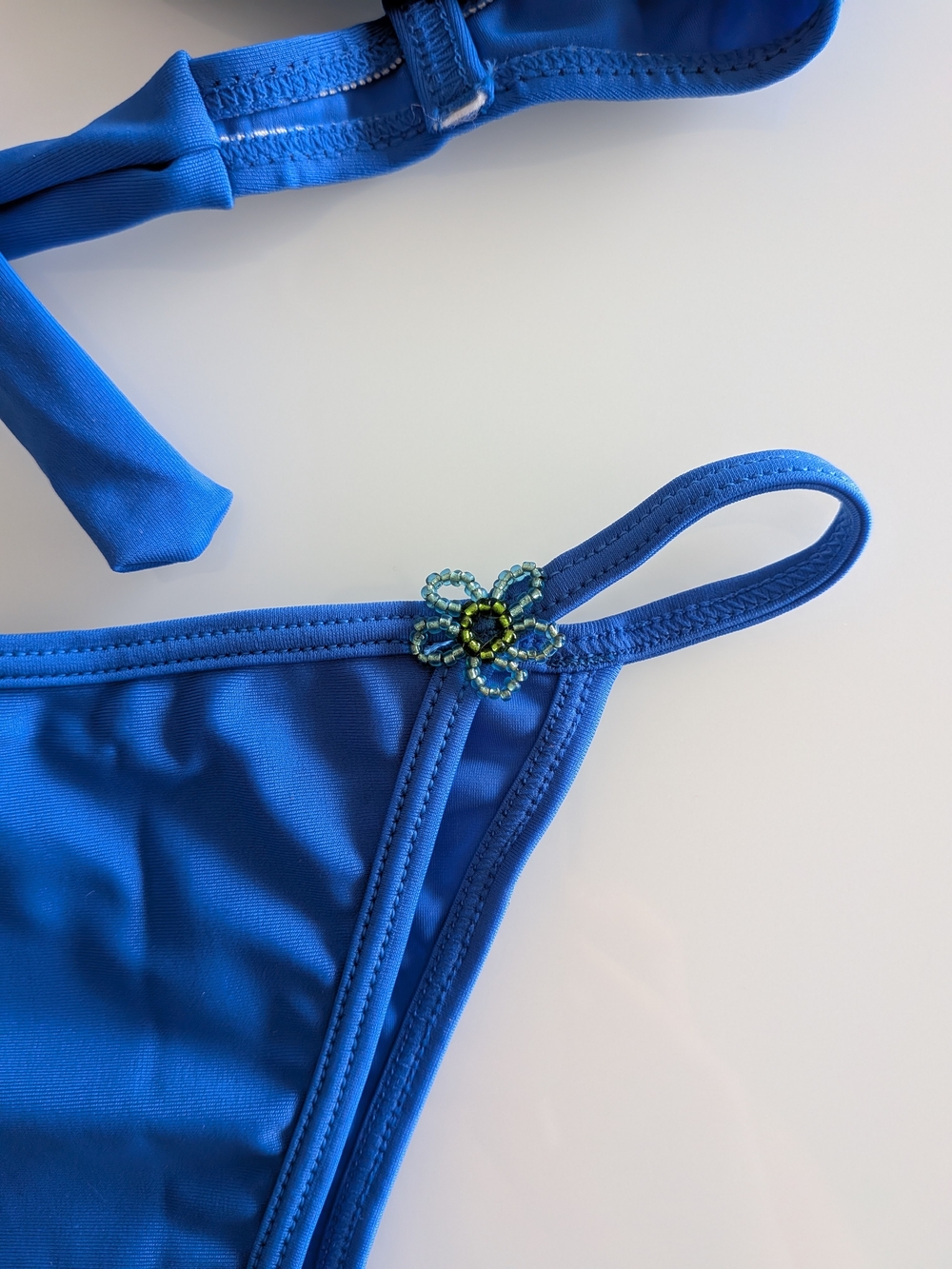 Blue Lycra Underwired Beaded Bikini Set 2 Piece Women's Swimwear Size S NWT - Picture 4 of 7